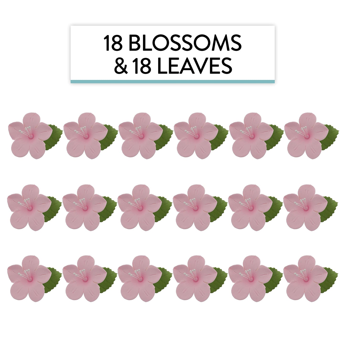 Global Sugar Art Wired Fruit Blossom Sugar Cake Flowers, Assorted Colors, 18 Count With Leaves By Chef Alan Tetreault