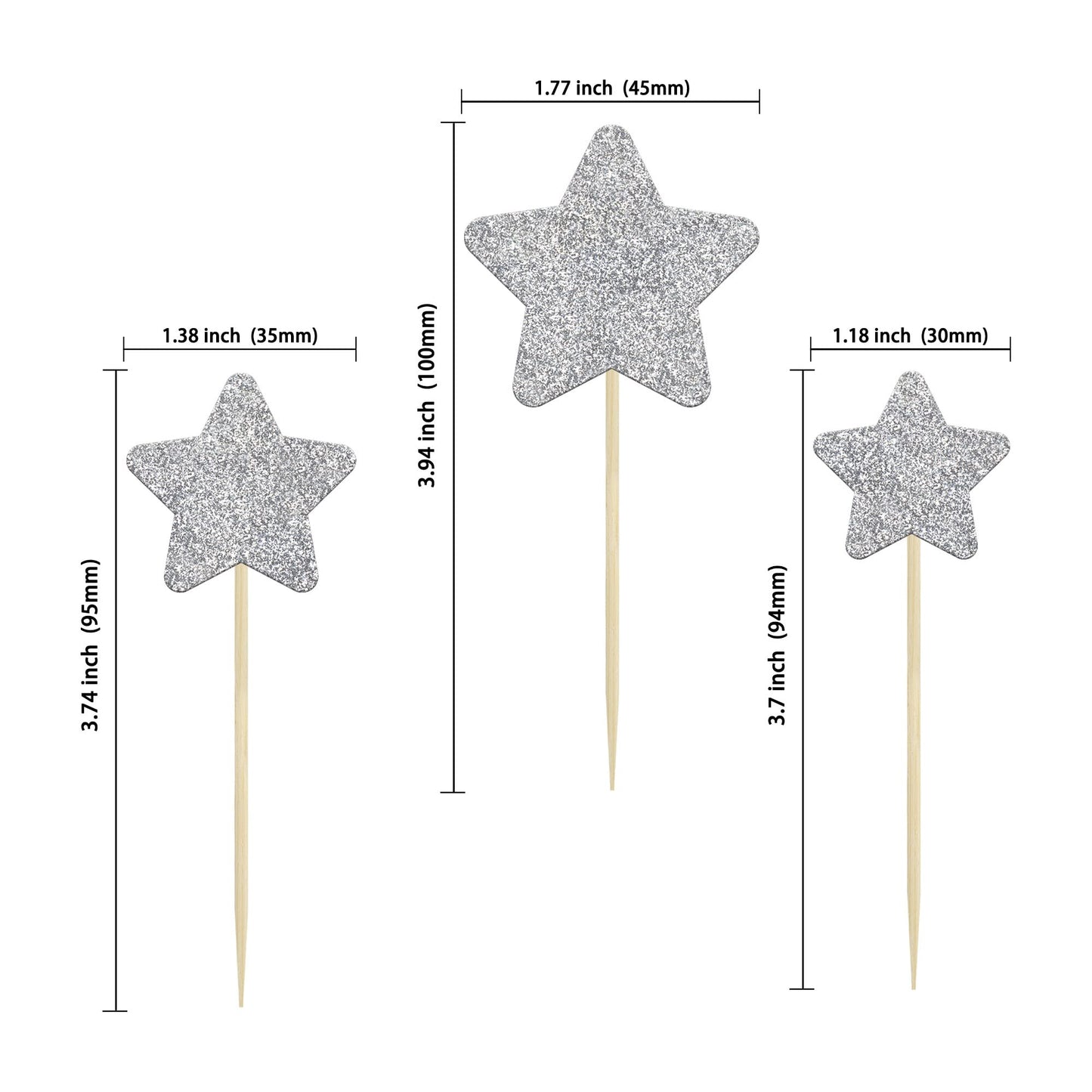 Gyufise 42Pcs Little Star Cupcake Toppers Glitter Twinkle Star Cupcake Picks Wedding Engagement Baby Shower Birthday Party Cake
