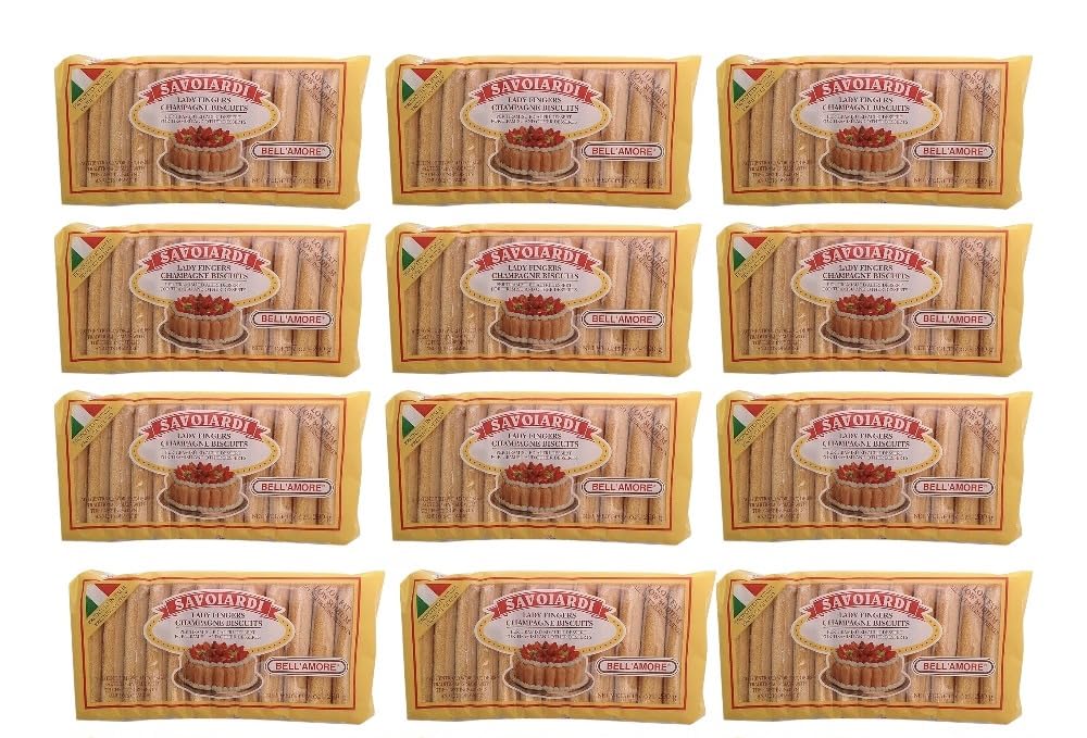 Lady Fingers for Tiramisu, 12 Pack, 200g (7 OZ) Each, Shelf Stable Bulk Savoiardi Case, Ladyfingers Cookies for Tiramisu, Ideal 