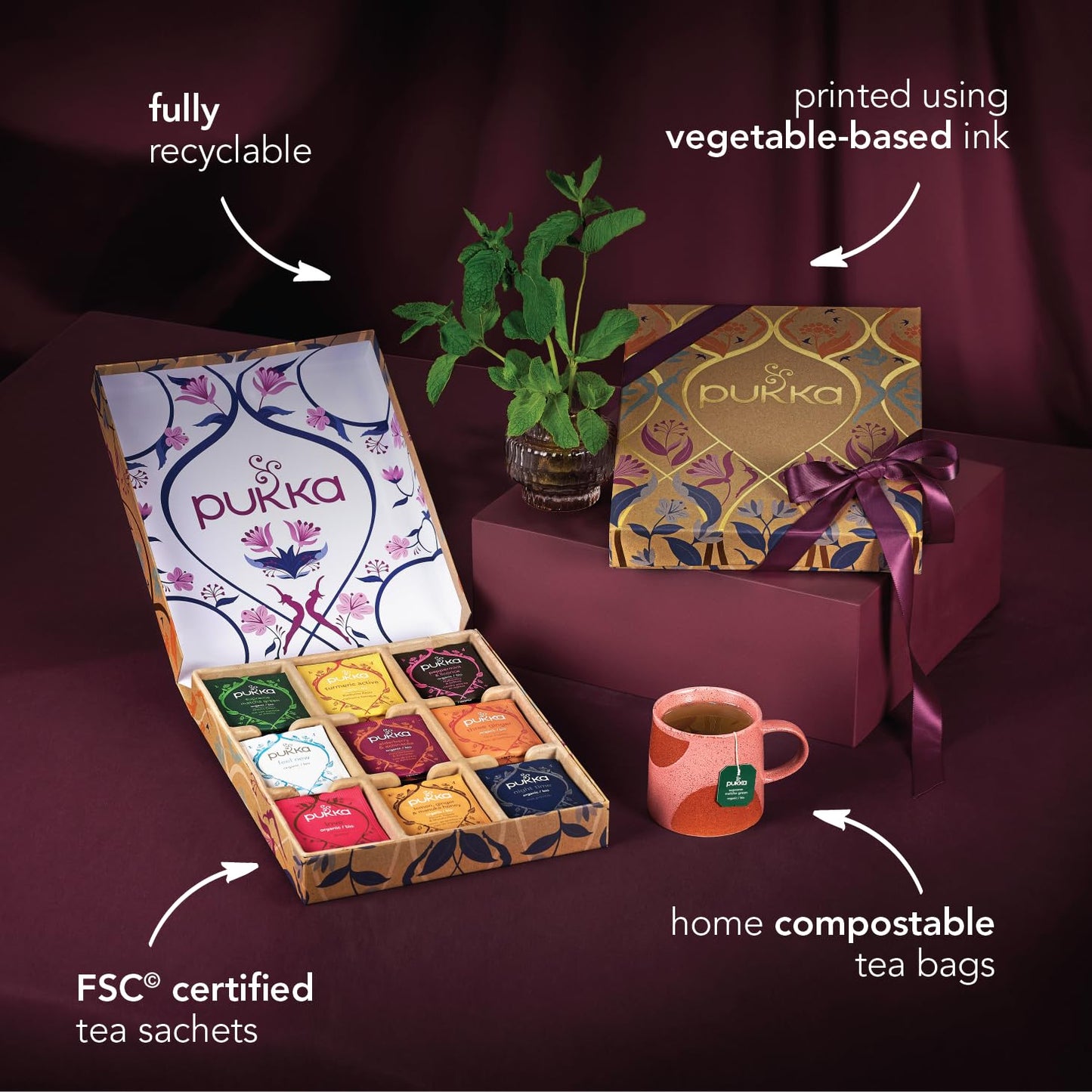 Pukka Herbal Tea Sampler, Organic Tea, Eco-friendly, Self Care Gift Box, 45 Tea Bags, 9 Flavors