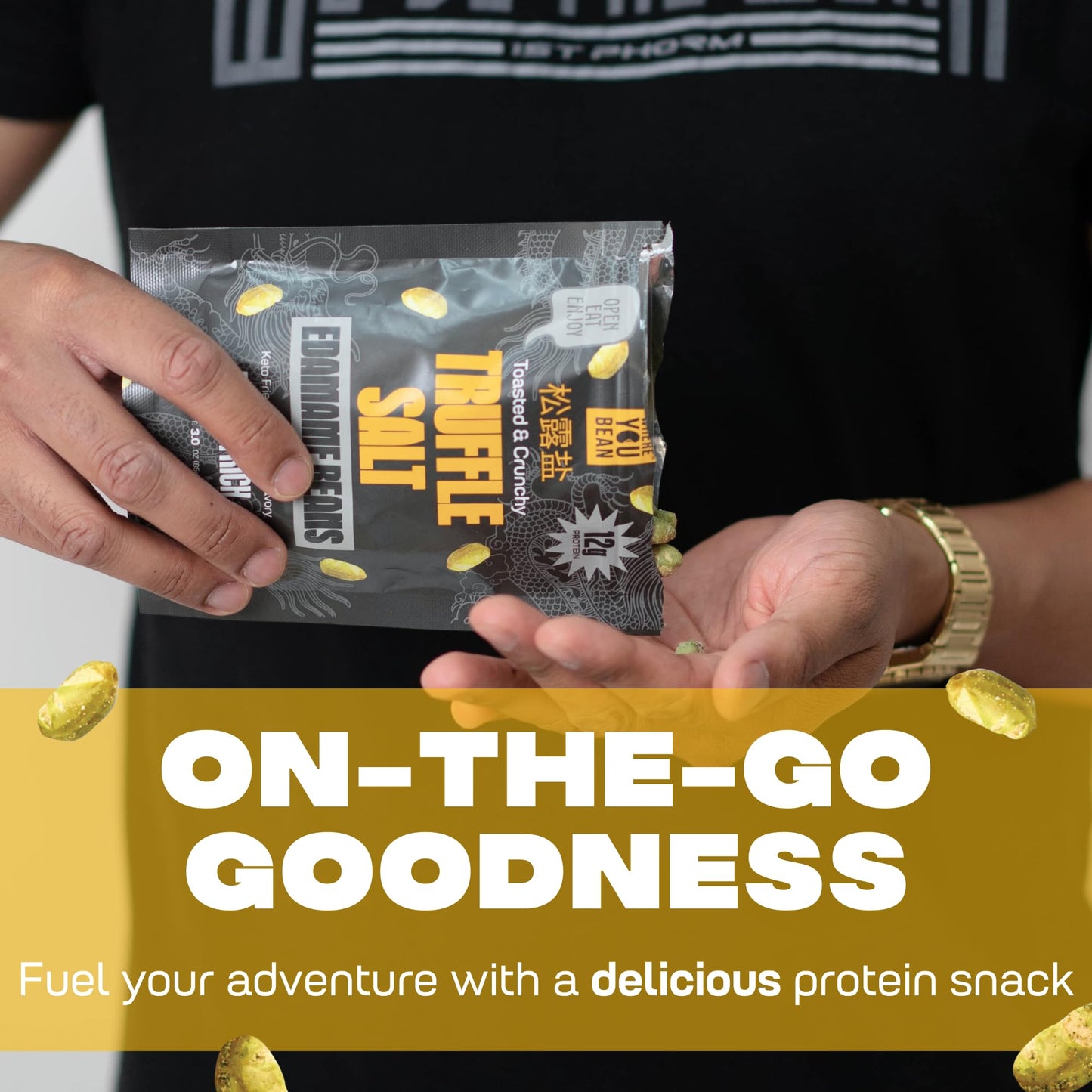 Where You Bean Edamame Beans Snack (Truffle Salt) - Crunchy And Dry Roasted Edamame Beans - High Protein Snacks, Keto And Vegan