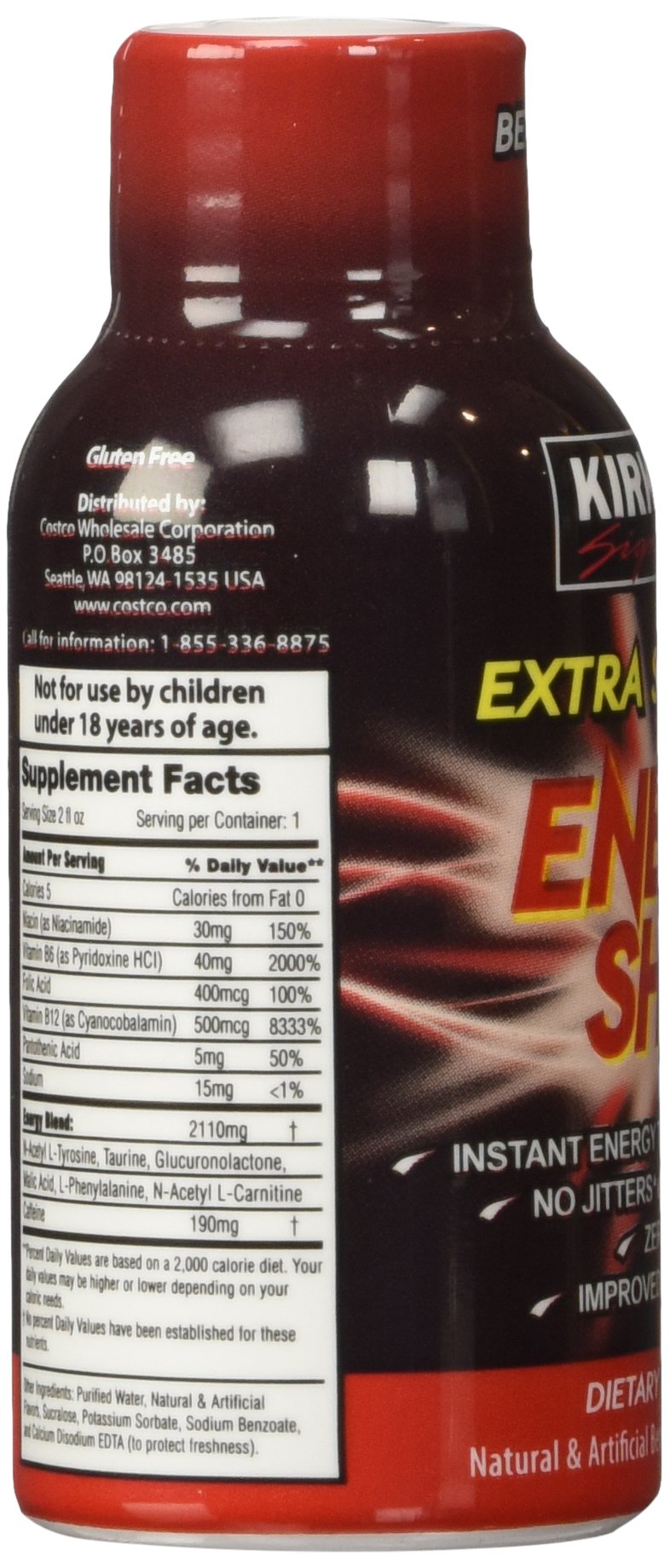 Kirkland Signature Extra Strength Energy Shot Berry, Pomeganate and Grape, 2 oz, 48 Count