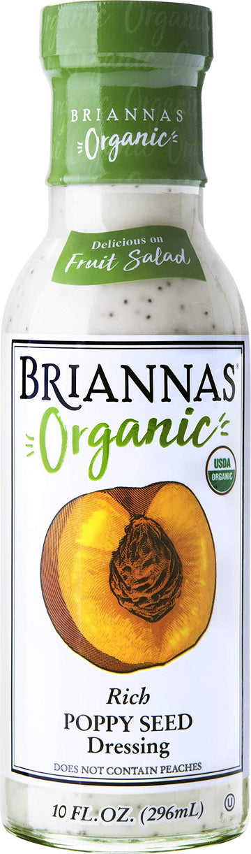 Briannas - Organic Rich Poppy Seed Dressing - Certified Kosher & Organic Salad Dressing Made With Premium Ingredients - 10 Oz. Bottle