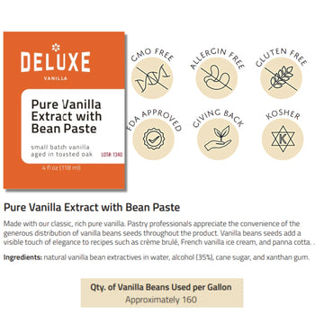 Vanilla Bean Paste For Baking (4Oz) Deluxe Vanilla, Made From Pure Vanilla Extract And Vanilla Bean Caviar. Small Batch Rich Cre