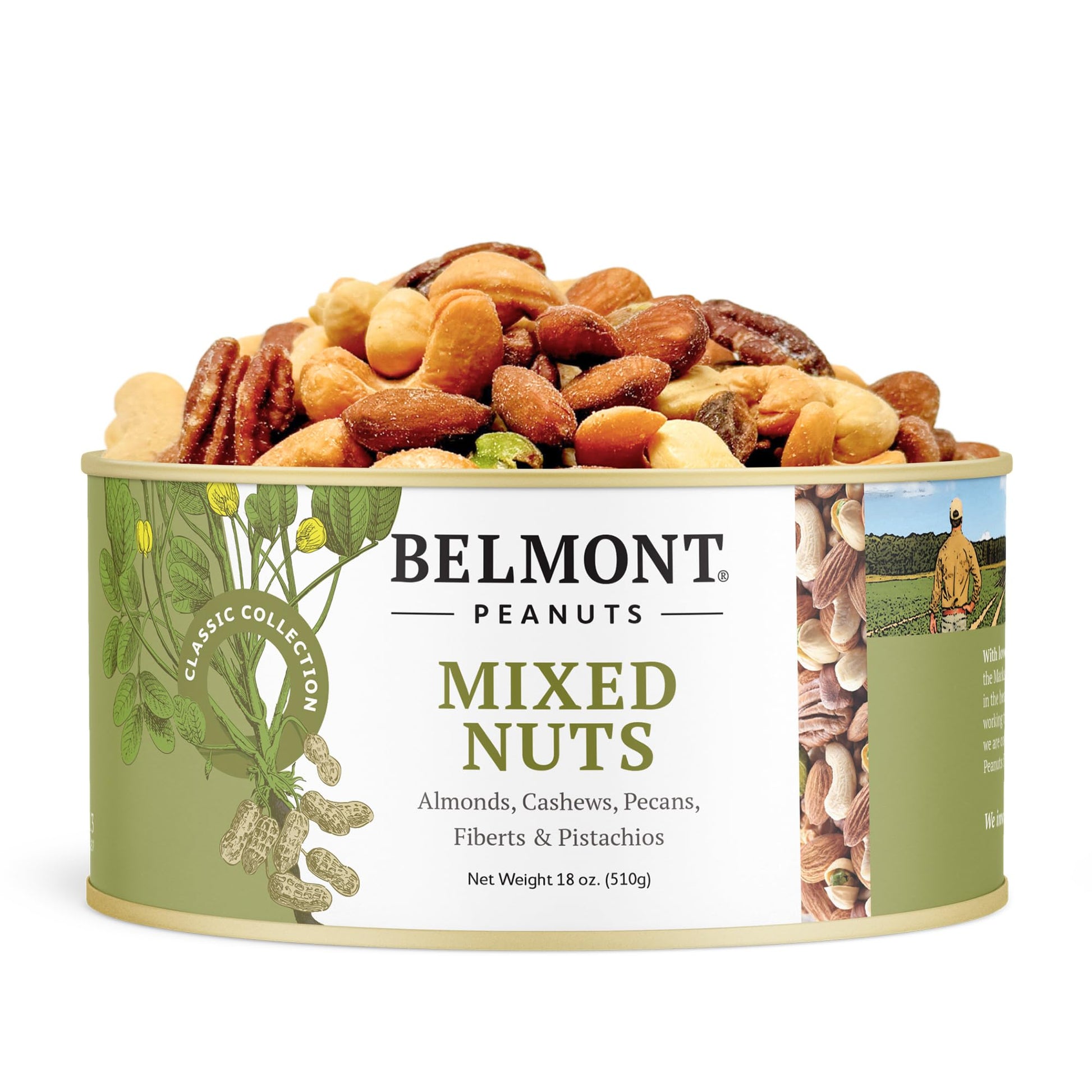 Belmont Peanuts Gourmet Sea-Salted Mixed Nuts, 18 oz – Cashews, Almonds, Pecans, Filberts, Pistachios, No Preservatives