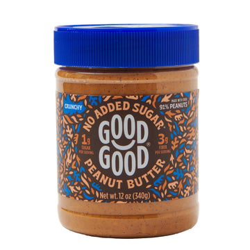 GOOD GOOD Crunchy Peanut Butter Keto Friendly - Low Carb & No Added Sugars - Vegan - No Palm Oil or Preservatives - Non-GMO - 12
