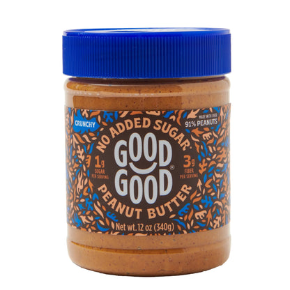 GOOD GOOD Crunchy Peanut Butter Keto Friendly - Low Carb & No Added Sugars - Vegan - No Palm Oil or Preservatives - Non-GMO - 12