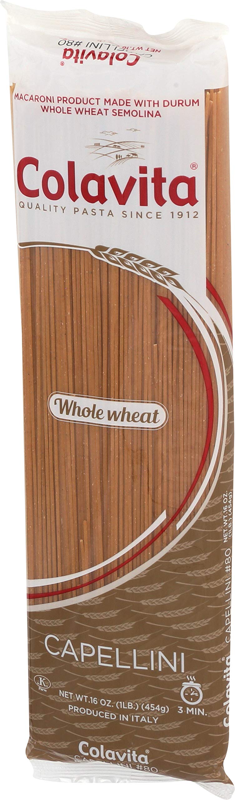 Colavita Pasta - Whole Wheat Capellini, 1 Pound - Pack Of 20