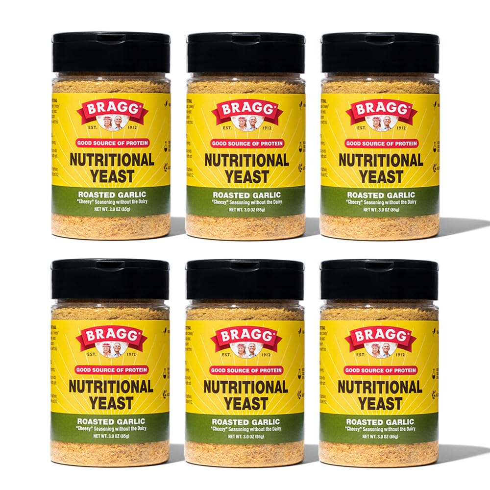 Bragg Nutritional Yeast Roasted Garlic Seasoning - (6 Pack) 3 oz - Dairy-Free Parmesan Cheese Substitute - Perfect for Salads, P