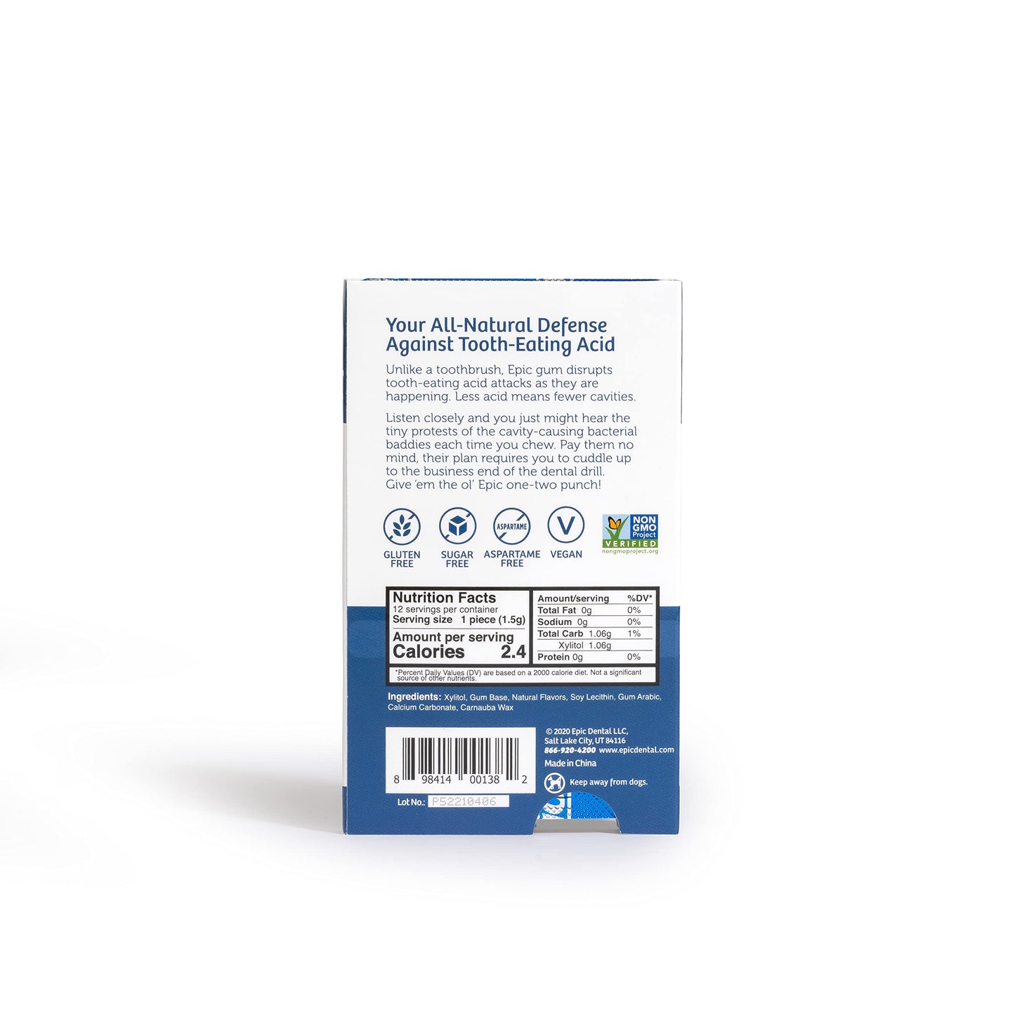 Epic Xylitol Chewing Gum - Sugar Free, Aspartame Free, Peppermint Flavor, 12 Packs of 12 Count for Dry Mouth & Gum Health
