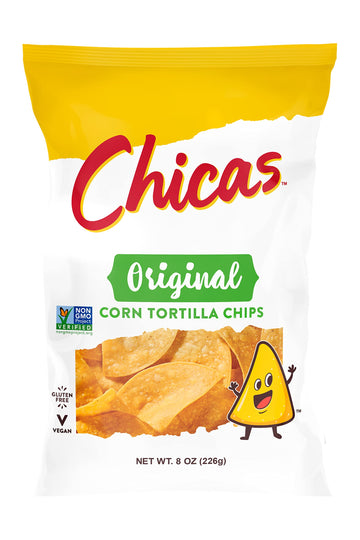 Chicas Corn Tortilla Chips - Vegan, Gluten Free, 8 oz (Pack of 4) - Perfect for Dips, Salsa, Nachos & More
