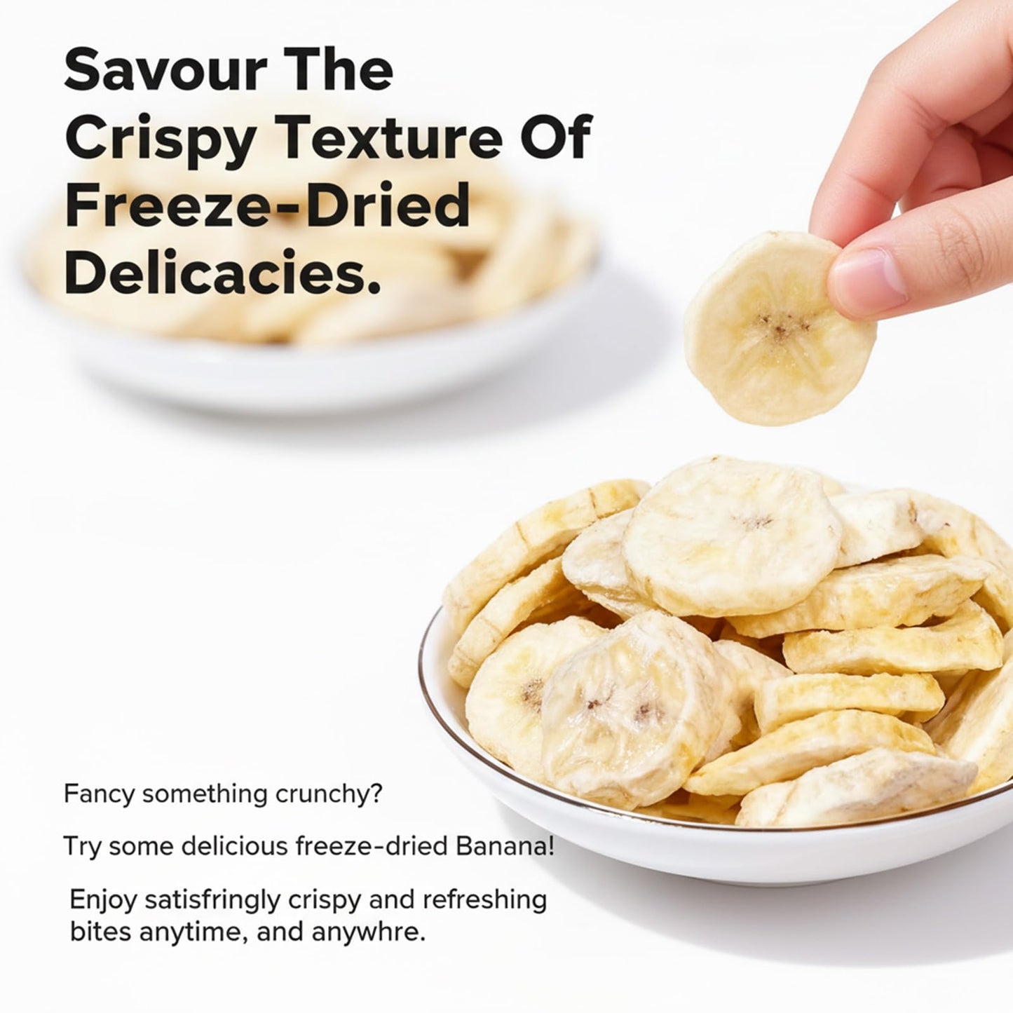 Freeze-Dried Banana Slices, 8.81 Oz | Crispy,Freeze-Dried Fruit Snack | Resealable Jar for Pantry Storage | Great for Travel, Hi