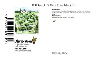 Callebaut 60.3% Dark Bitter Sweet Chocolate Callets From Olivenation - 5 Pounds