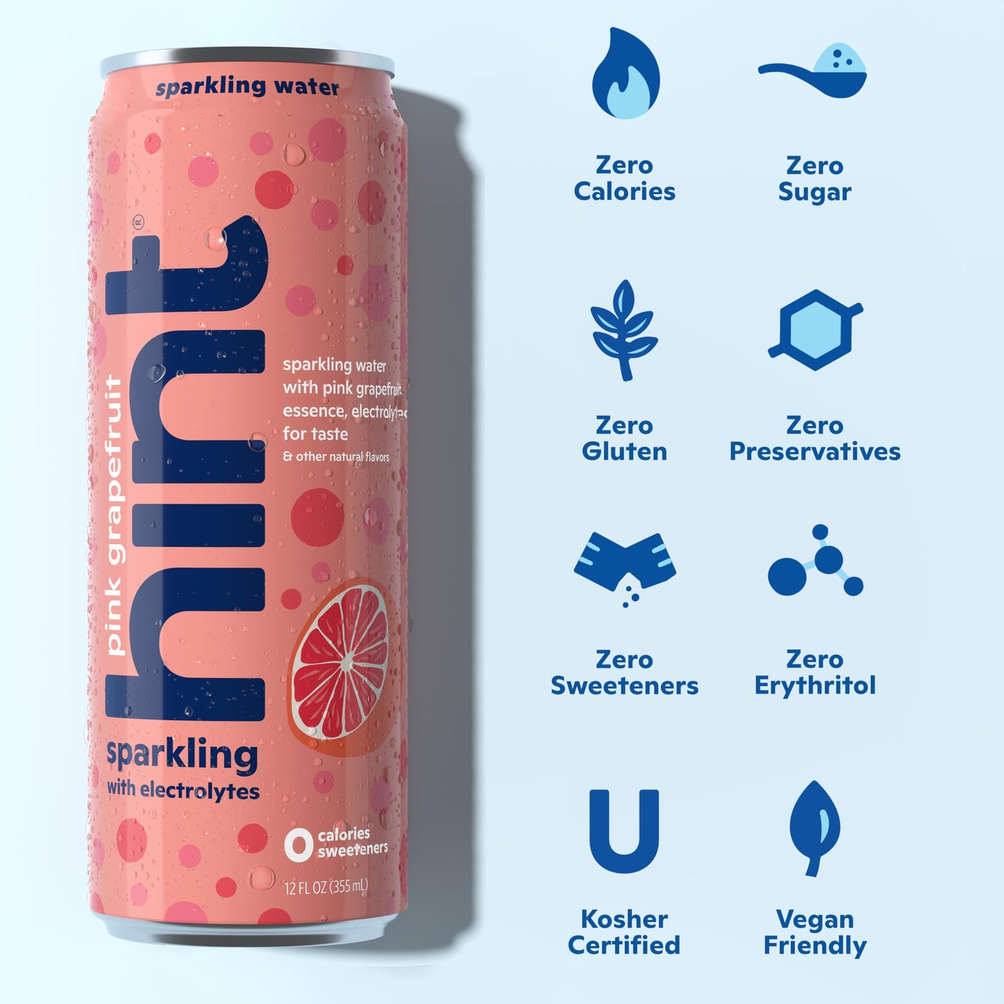 Hint Sparkling Water, Pink G fruit, Zero Calories, Sugar Free, 12 Fl Oz Cans, Pack of 12