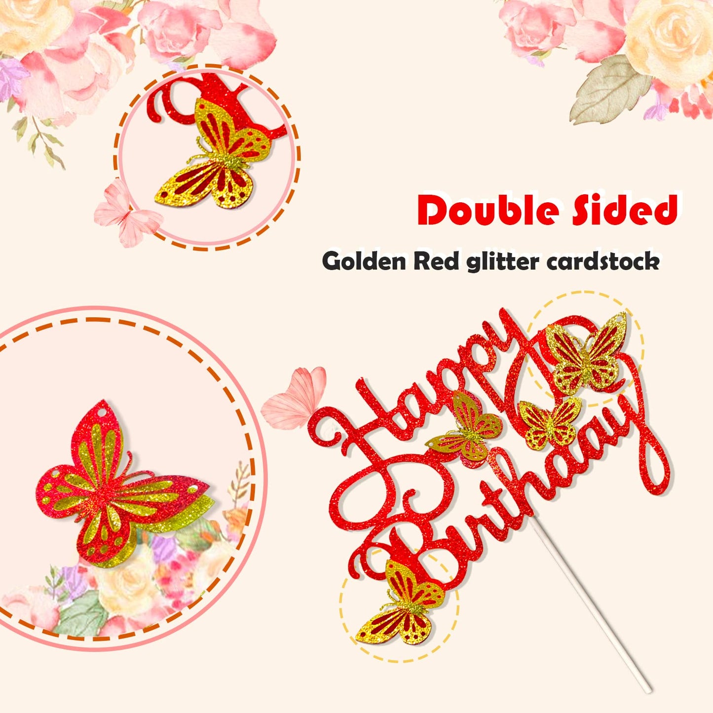 Miliyuki 13-Pieces Butterfly Cake Toppers 3D Butterfly Cupcake Topper For Girls Women'S Happy Birthday Cake Topper Birthday Cake