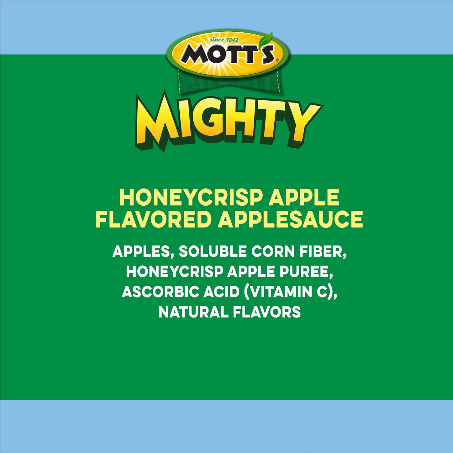 Mott'S Mighty Honeycrisp Apple Applesauce, 3.2 Oz Clear Pouches, 48 Count (4 Packs Of 12), No Sugar Added, Good Source Of Fiber,