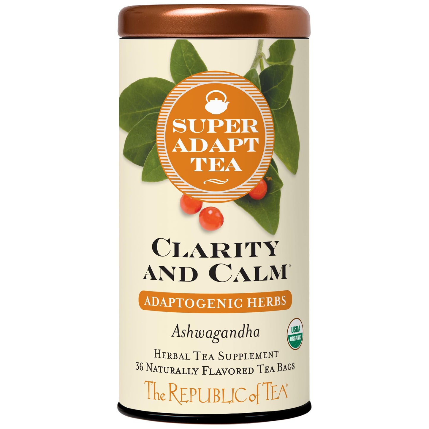 The Republic of Tea Clarity and Calm Herbal Tea, 36 Tea Bags, Organic, Caffeine Free
