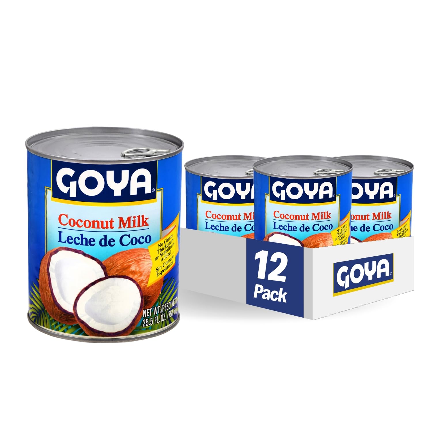 Goya Foods Unsweetened Coconut Milk, 25.5 Fl Oz, Pack Of 12