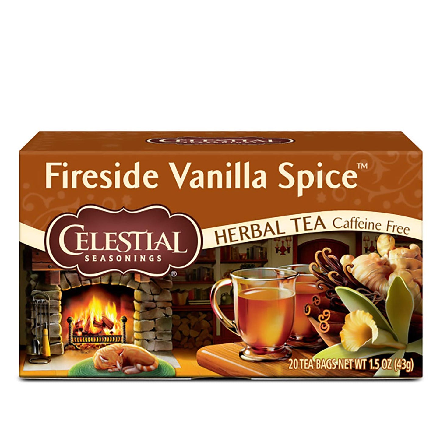 Celestial Seasonings Herbal Tea, Fireside Vanilla Spice, Caffeine Free, 20 Count (Pack of 6)