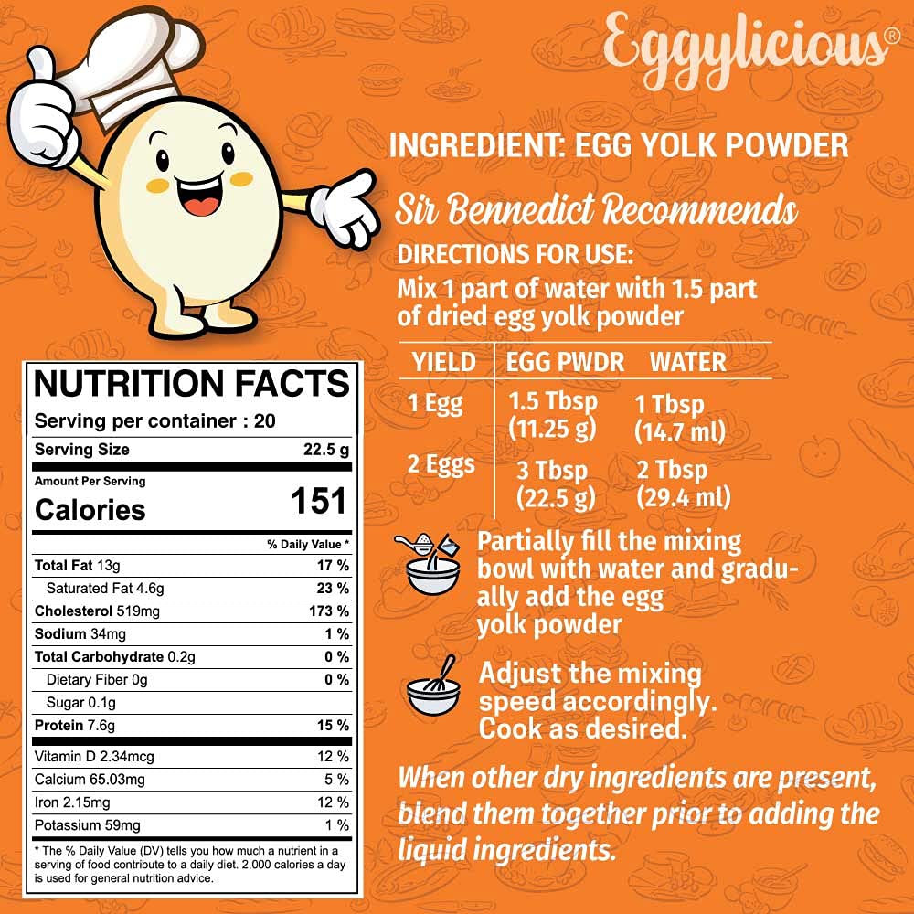 Eggylicious - Pack Of 4 - Egg Yolk Powder, Dried Natural Protein Powder, Made From Fresh Eggs, Pasteurized,Smoothies, Non-Gmo, N