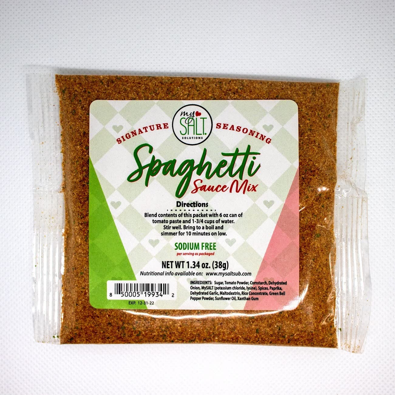 Mysalt Spaghetti Sauce Mix, Sodium Free (5 Pack)
