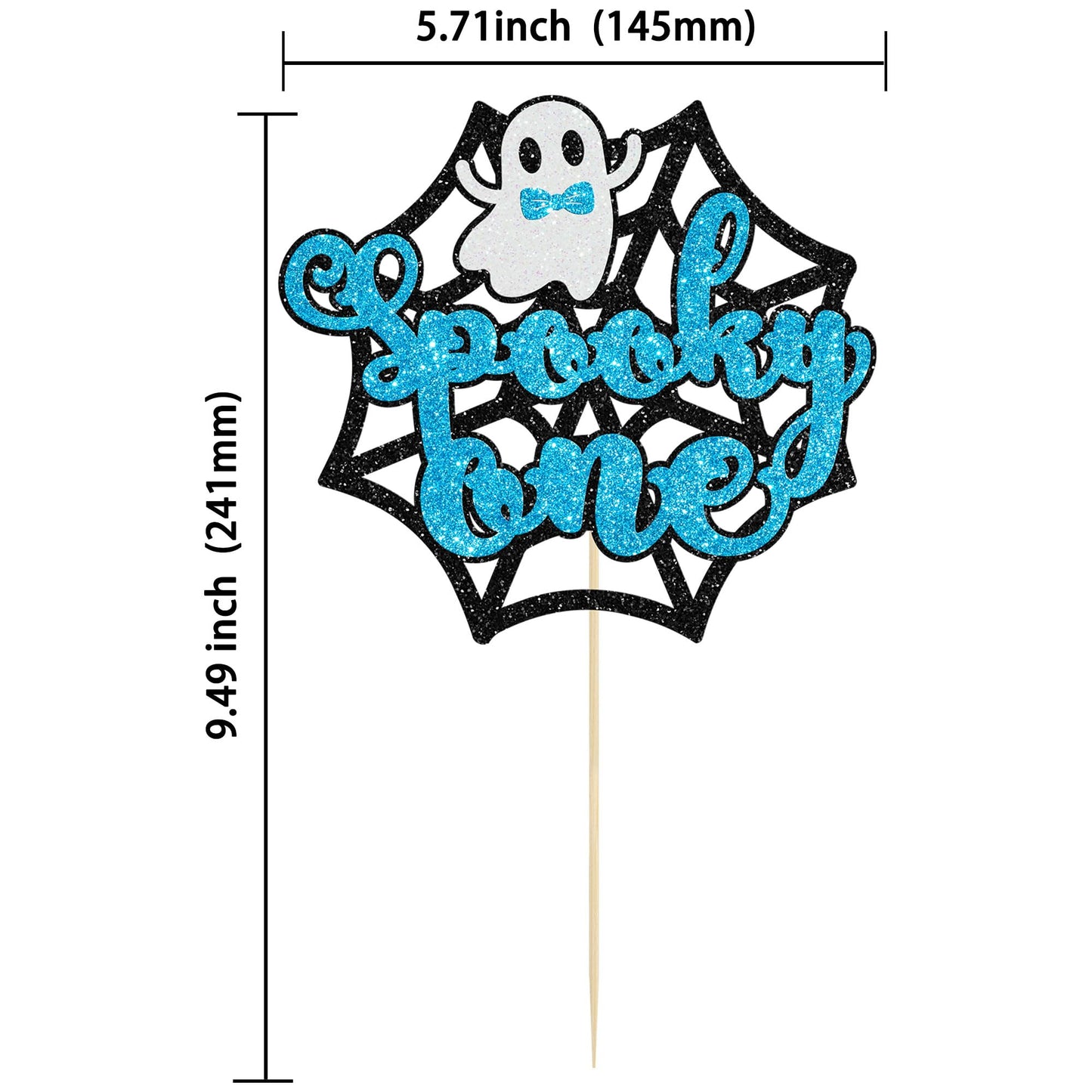 Gyufise 1Pc The Spooky One Cake Topper Blue Glitter The Spooky One Halloween Cake Picks 1St Birthday Cake Decorations For Hallow