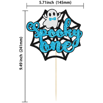 Gyufise 1Pc The Spooky One Cake Topper Blue Glitter The Spooky One Halloween Cake Picks 1St Birthday Cake Decorations For Hallow