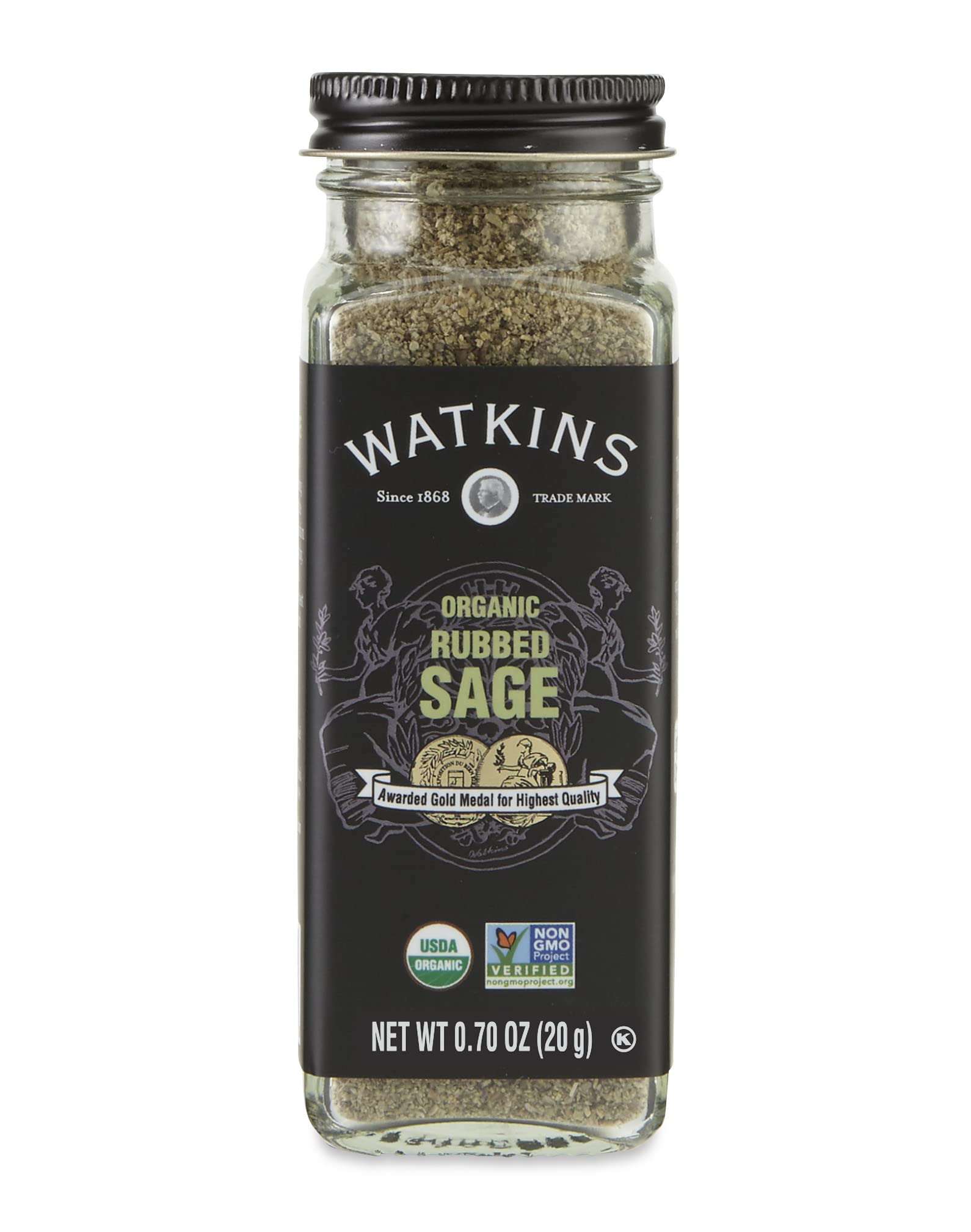 Watkins Gourmet Organic Spice Jar Rubbed Sage Non-Gmo Kosher 0.7 Ounce Jar 1-Pack