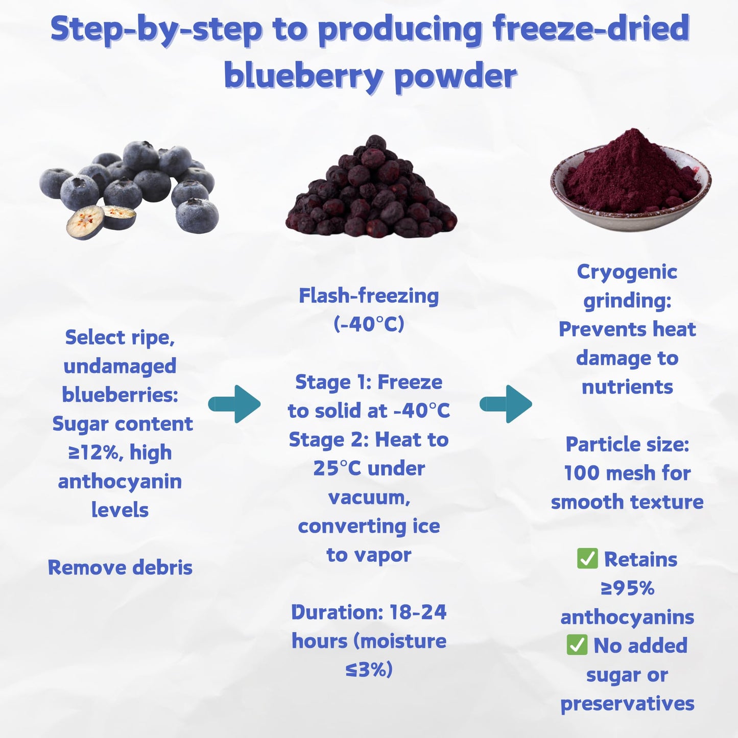 Nat Flav Freeze-Dried Blueberry Powder | 7Oz | 100% Natural Fruit | No Sugar & Additives | Non-Gmo & Vegan Friendly | Flavoring