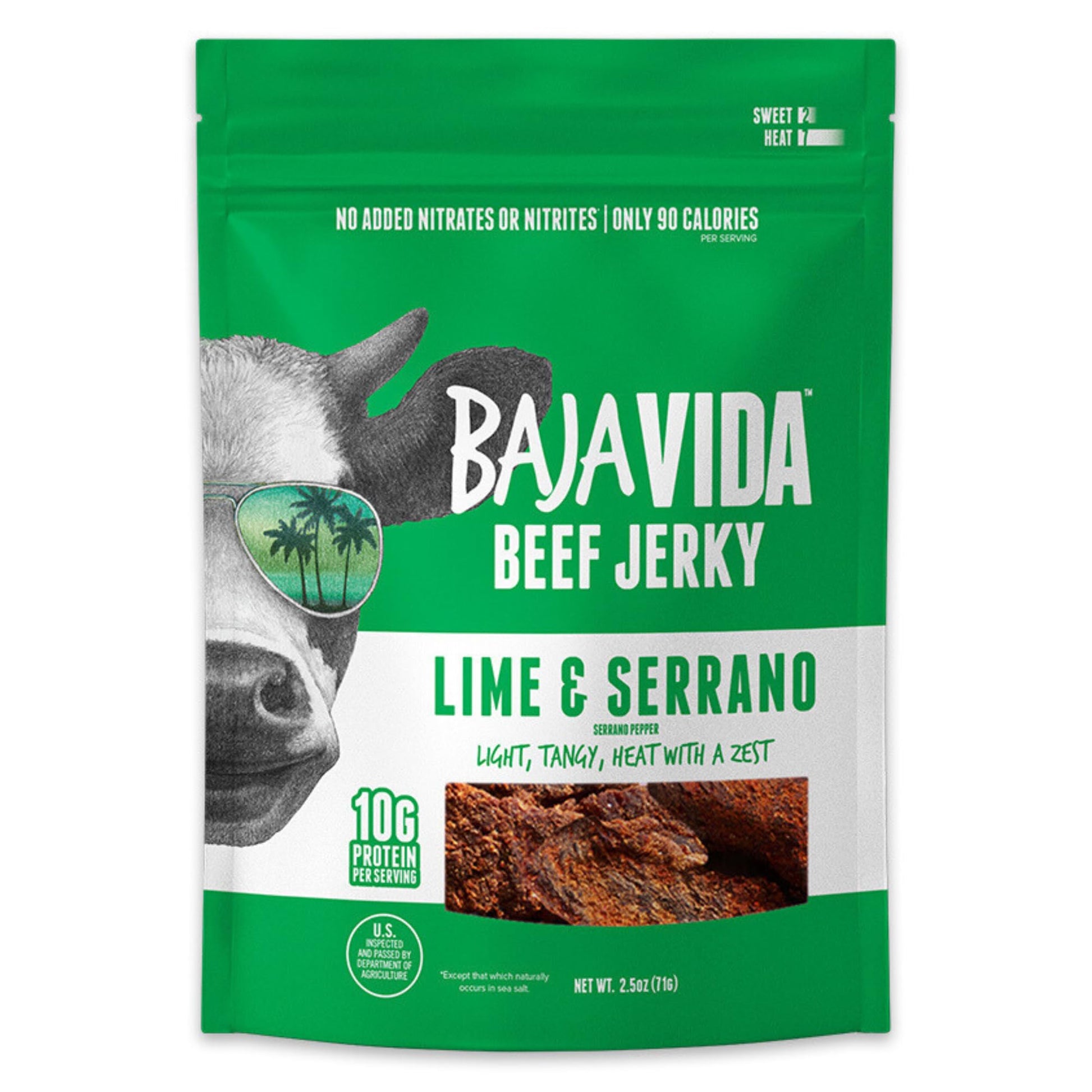 Baja Beef Vida Lime & Serrano Pepper Beef Jerky - Sweet And Spicy Beef Jerky Snack Packs, Healthy, Gluten-Free, All-Natural, No 