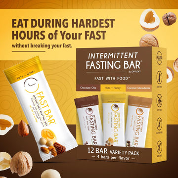Prolon Fasting Bars - Keto-Friendly, Gluten-Free, Plant-Based - 5g Protein, 7g Fiber - Variety Pack (12 Count)