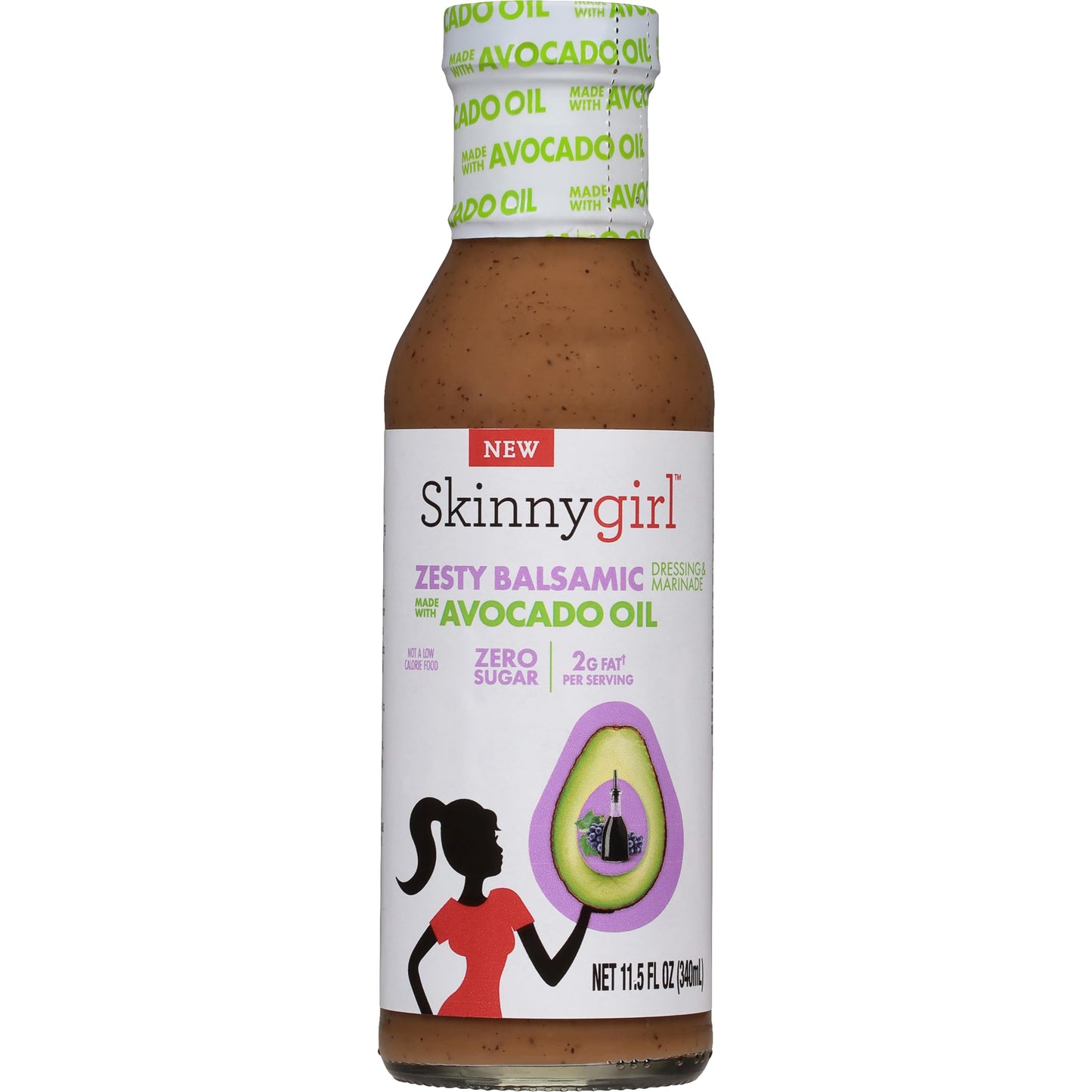 Skinnygirl Sugar Free Gluten Free Avocado Oil Salad Dressing, Zesty Balsamic, 11.5 Ounce (Pack of 6)