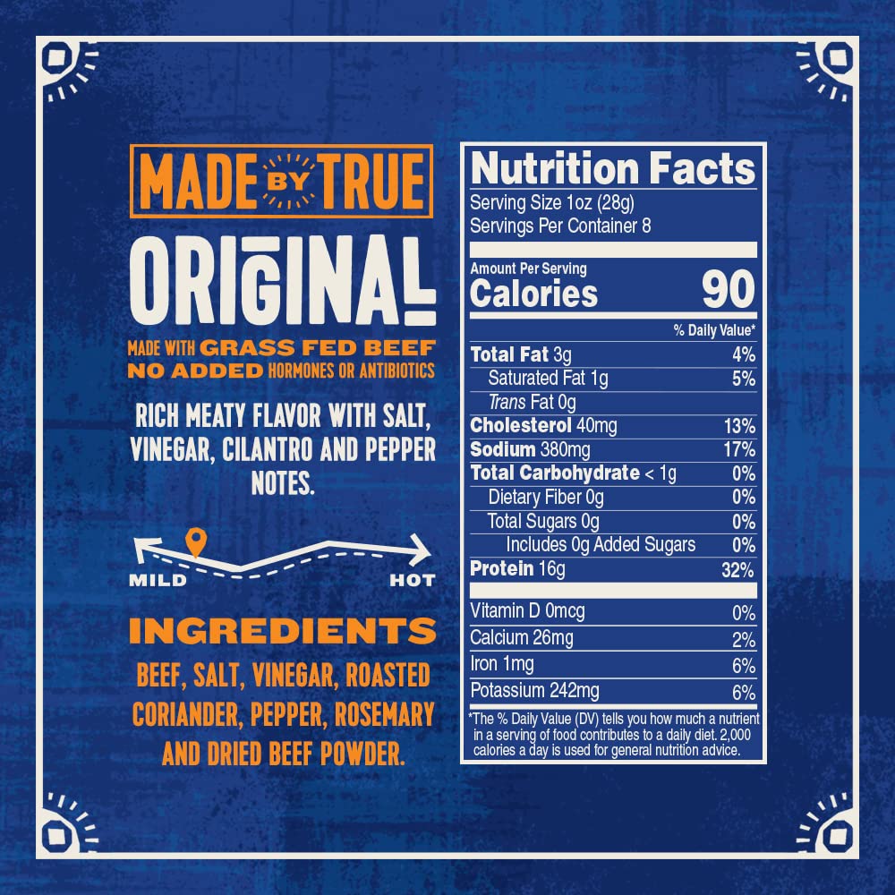 True Jerky Sliced Bites Savory Variety - All Natural, Zero-Sugar, High Protein, Keto, Paleo - 2 oz, Pack of 3