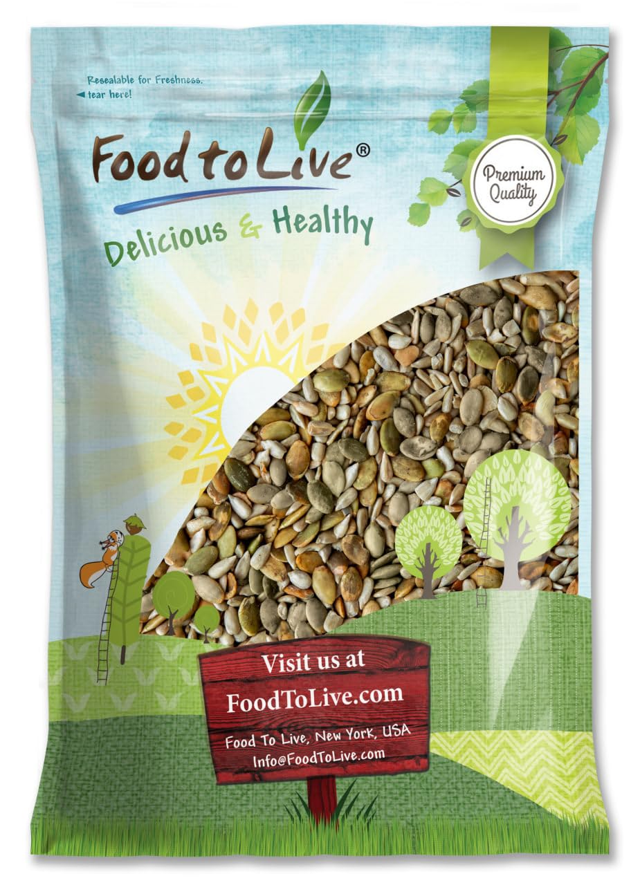 Food to Live Dry Roasted Sunflower and Pumpkin Seed Mix with Himalayan Salt, 8 Pounds - Oven Roasted, Lightly Salted, No Oil, Ri
