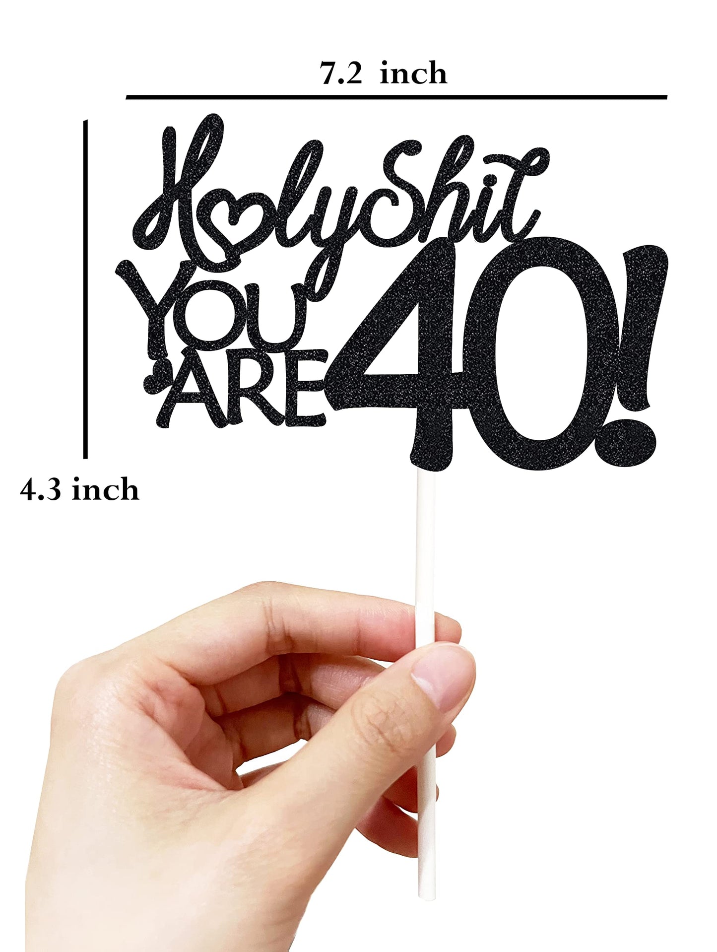40 Birthday Cake Toppers-Black Glitter, Funny 40Th Cake Topper For Men,40 Cake Topper For Women, 40Th Birthday Decorations,40Th