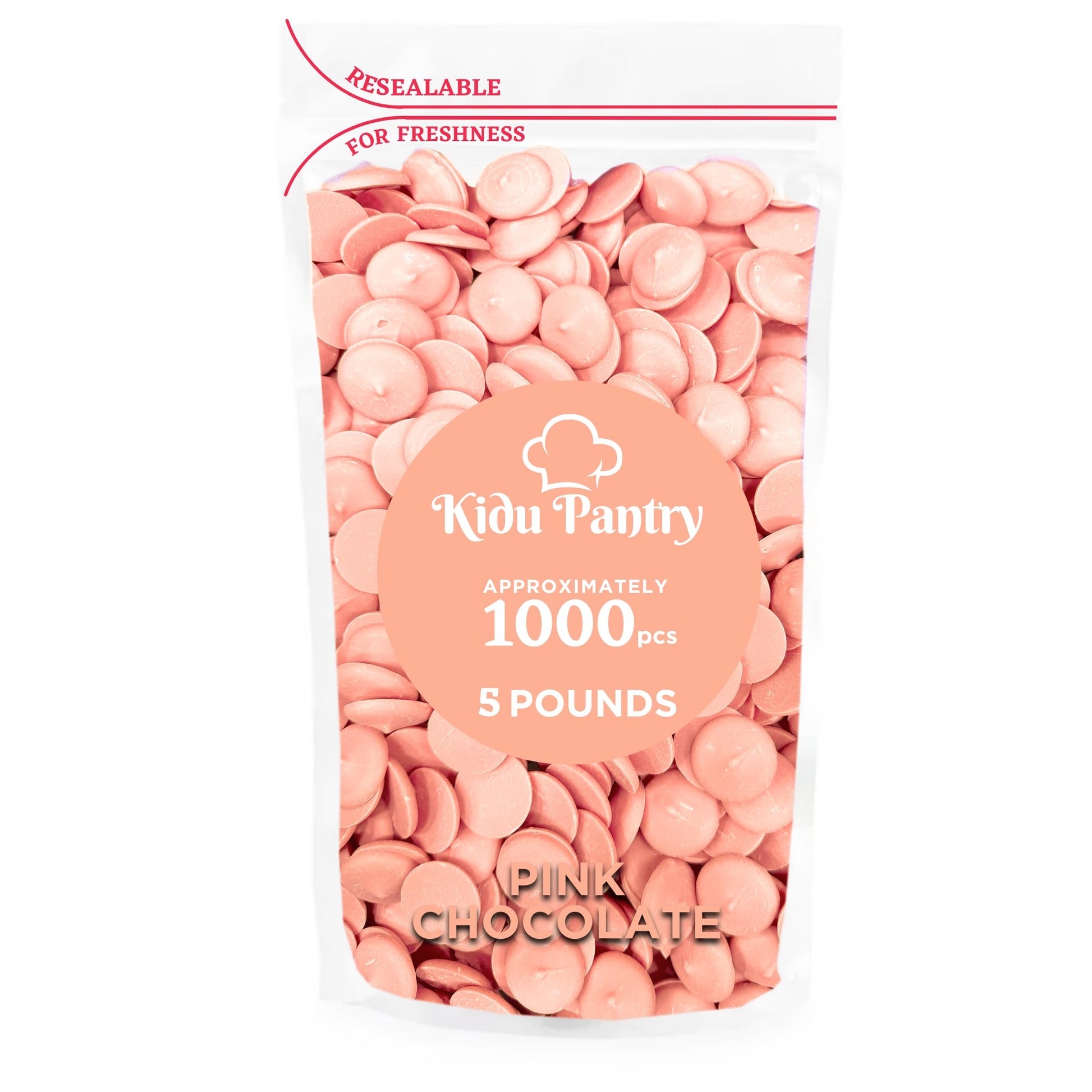 Kidu Pantry Melting Chocolate Wafers Bulk In Resealable Bag (Pink, 5 Pound)