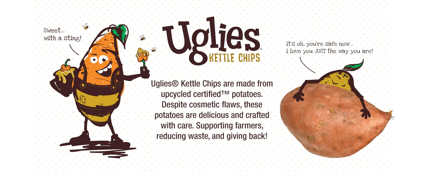 Uglies Hot Honey Sweet Potato Kettle-Cooked Potato Chips, Gluten-Free Snacks, Kosher-Friendly, Non-Gmo Chips, Snacks For Kids Or
