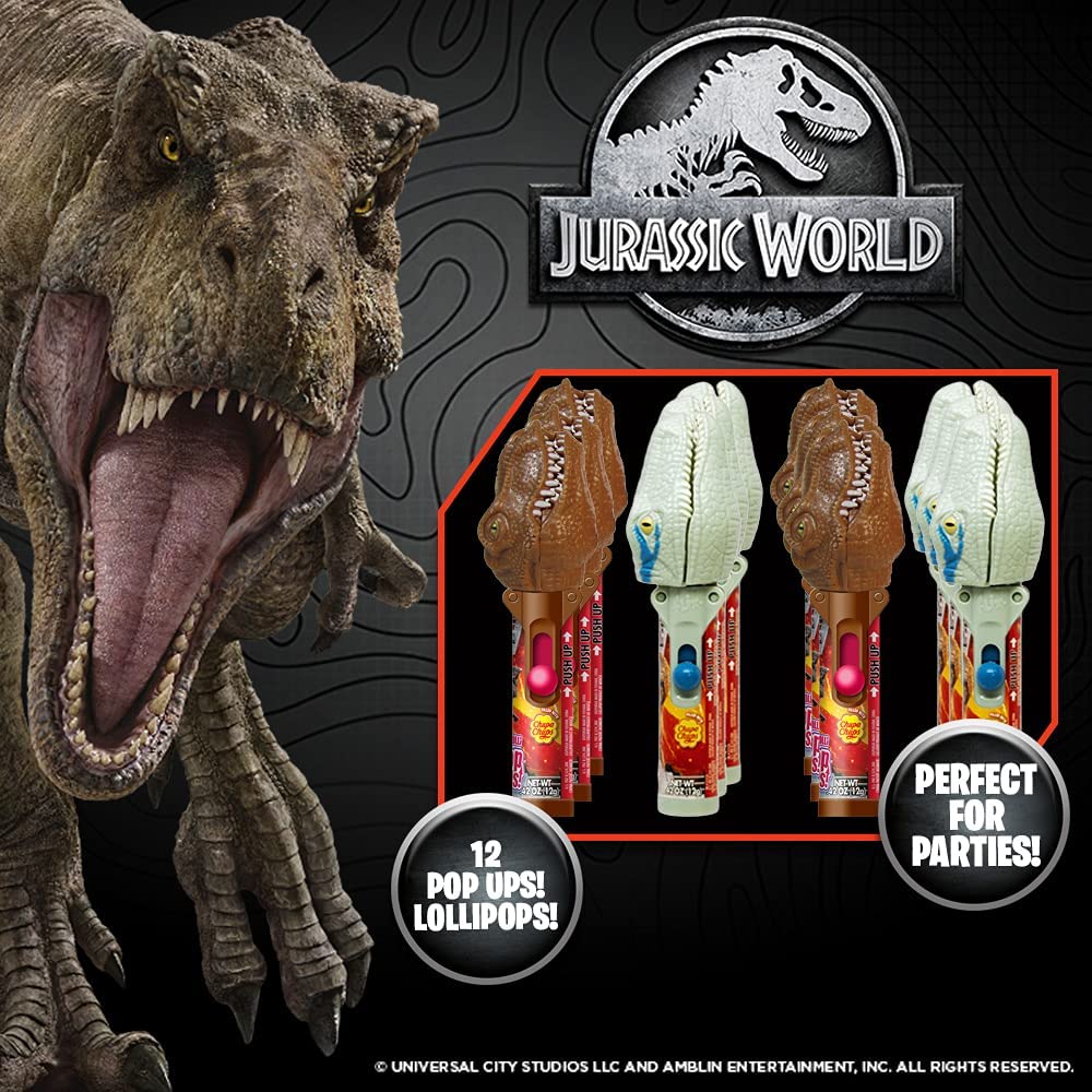 POPUPS! LOLLIPOP Jurassic World Lollipop Holder - Bulk Set of 12, Multicolor, Great Gift for Halloween & Jurassic Park Fans