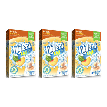 Wyler'S Light Singles To Go Powder Packets, Water Drink Mix, Peach Iced Tea, 8 Packets Per Box, 24 Total Packets (Pack Of 3)