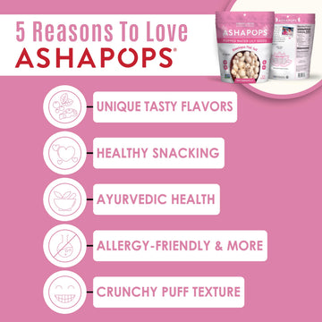 AshaPops Himalayan Pink Salt Flavored Popped Water Lily Seeds, 1 oz (Pack of 6) - Gluten-Free, Vegan, Paleo, Nut-Free, Corn-Free