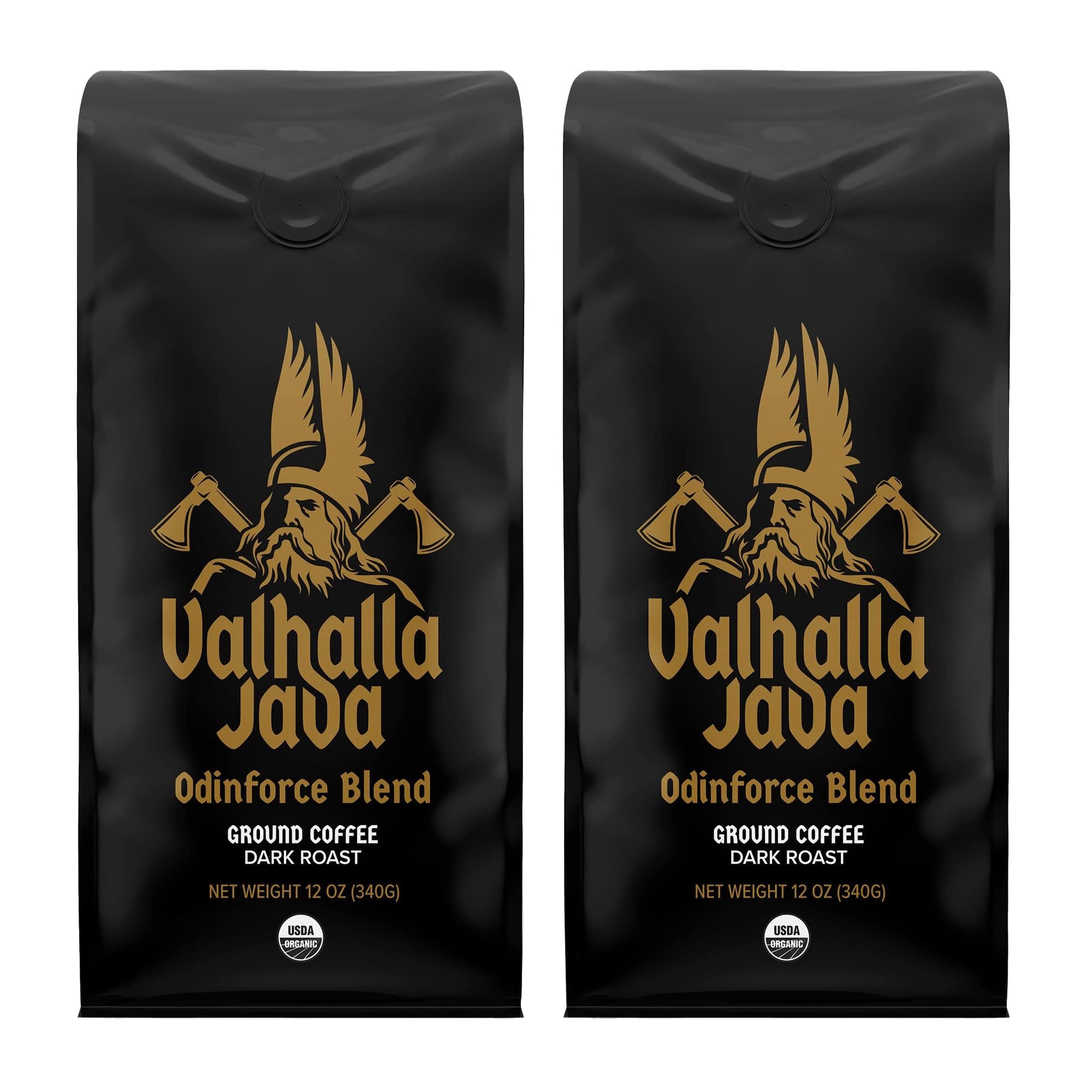 Death Wish Coffee Valhalla Java Odinforce Blend Ground Coffee - Dark Roast - 2 Bags (12oz)