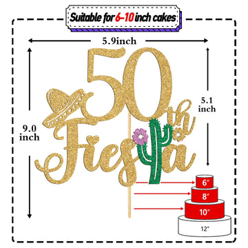 Tivurcia 50Th Fiesta Cake Topper, Cheers To 50 Years/Taco Bout 50 Cake Decor,Tropical Hawaiian Mexican Summer Themed Happy 50Th