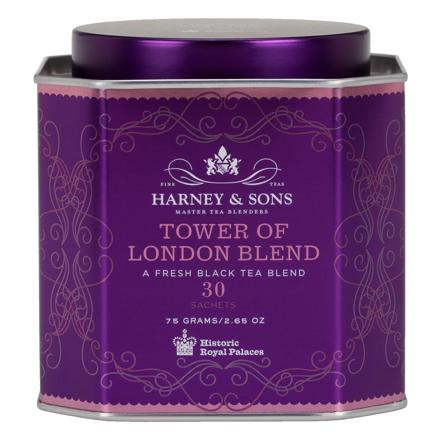 Harney & Sons Tower of London Black Tea with Vanilla, Black Currant, Caramel, and Honey | 30 sachets, Historic Royal Palaces Col