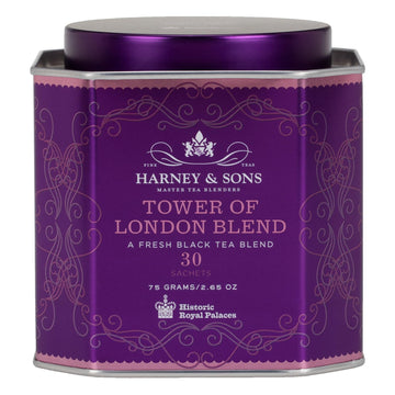 Harney & Sons Tower of London Black Tea with Vanilla, Black Currant, Caramel, and Honey | 30 sachets, Historic Royal Palaces Col
