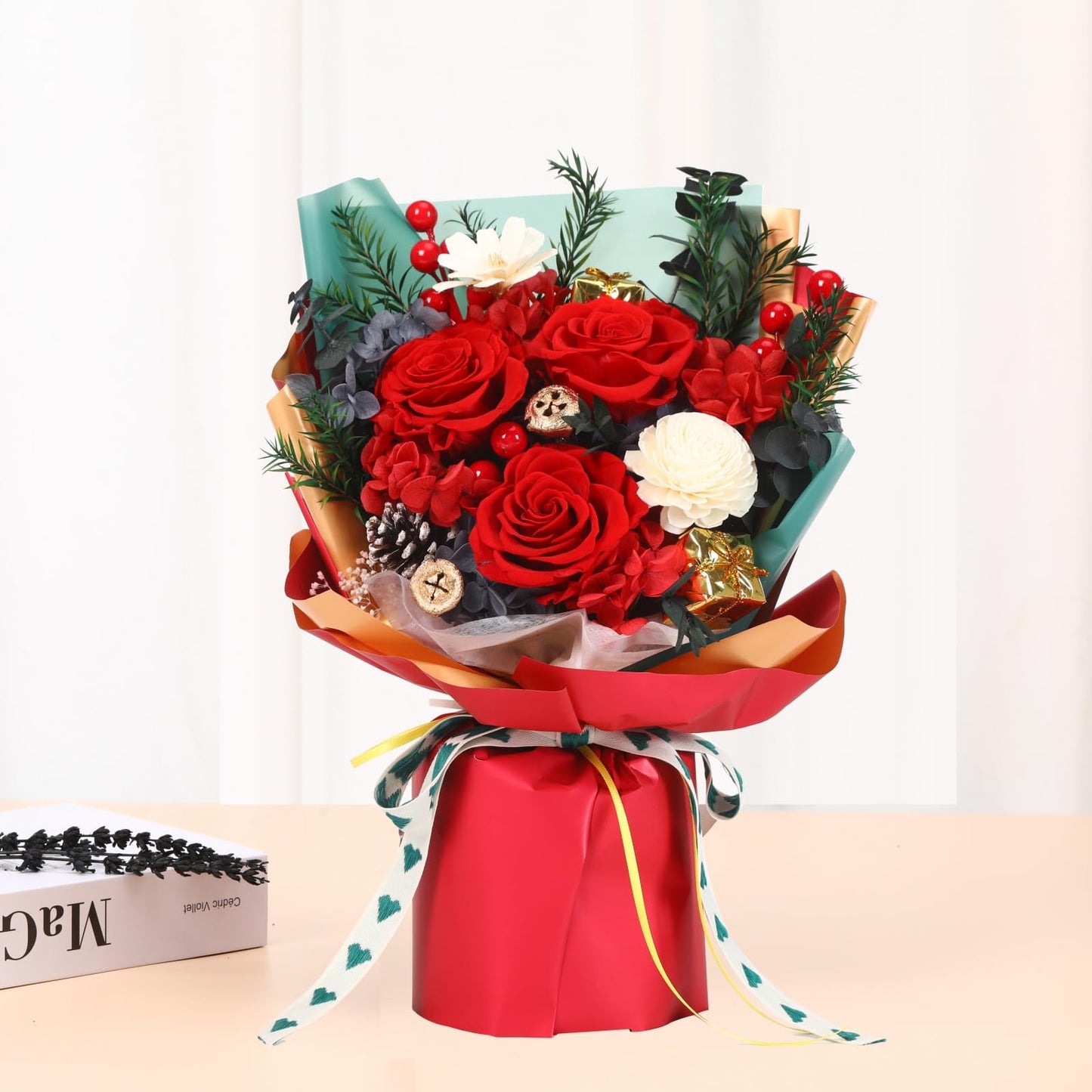 Jtoder Christmas Flower Gifts For Women, Forever Flowers For Delivery Prime, Preserved Long Lasting Rose Flower Bouquet Gift For