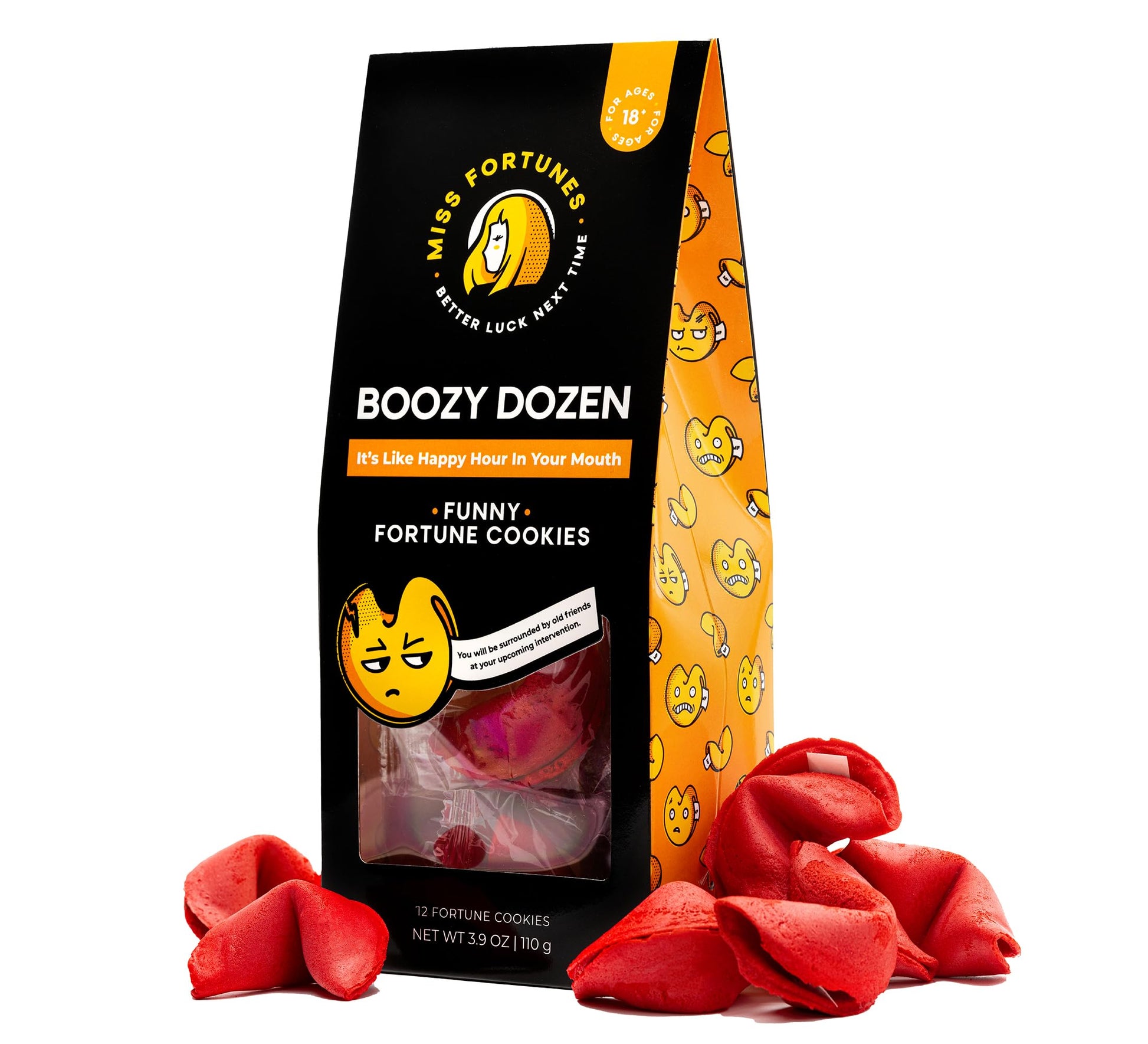 Miss Fortunes, Funny Fortune Cookies, The Boozy Dozen, Its Like Happy Hour In Your Mouth! A Great Gift Or Party Starter, Written By Professional Comedy Writers (Bag Of 12 Individually Wrapped Cookies)