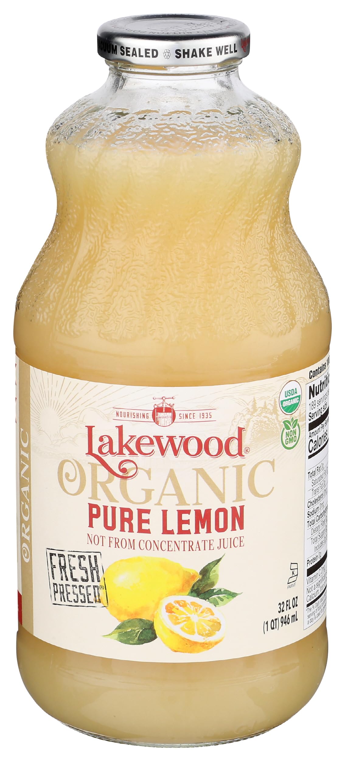 Lakewood Juice Pure Lemon Organic  32 Oz