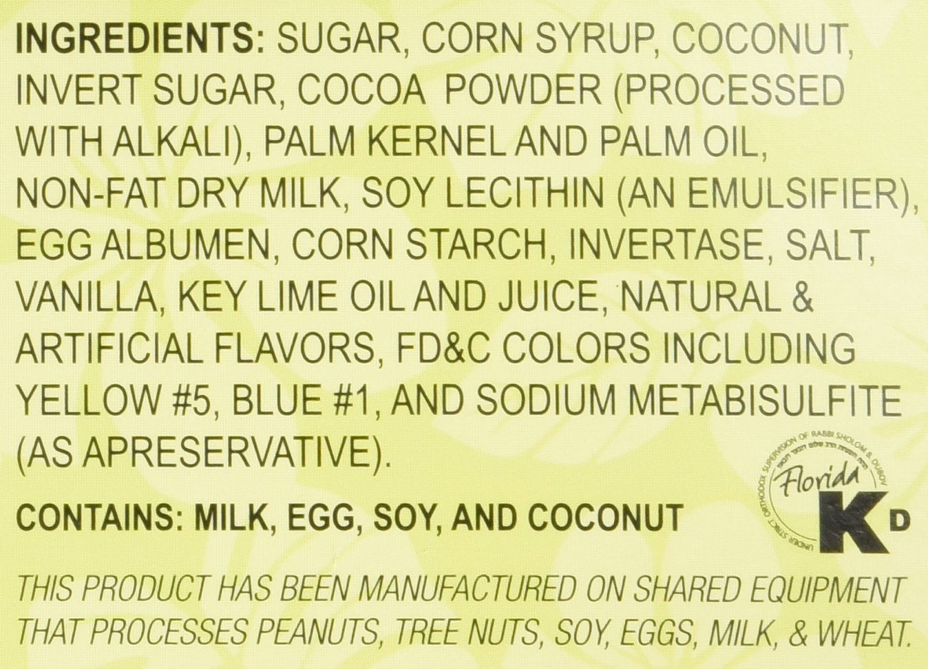Key Lime Flavor Coconut Patties,Net Wt 12 Oz