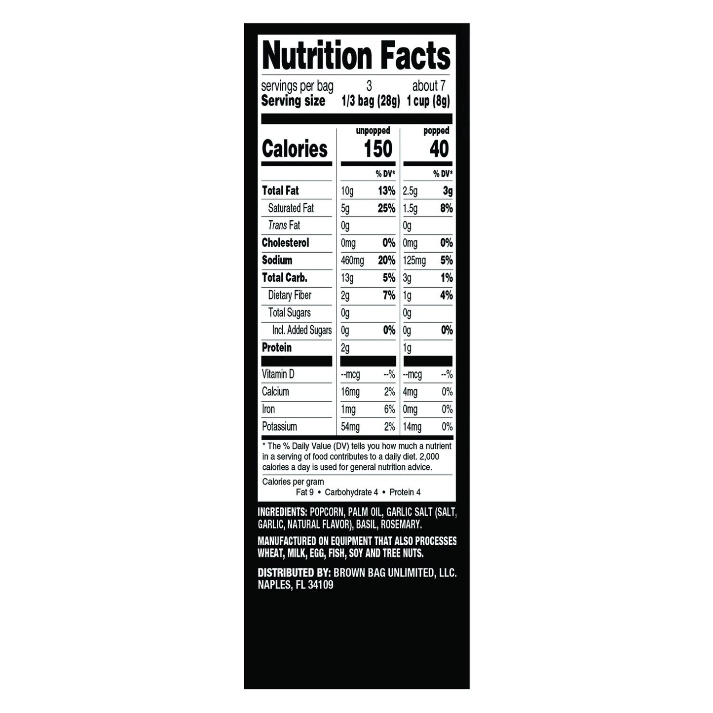 Natures Crush Natural Microwave Popcorn, Aromatic Herb Blend - Rosemary Basil Garlic, Gourmet Crushed Herbs And Spices (1 Box)