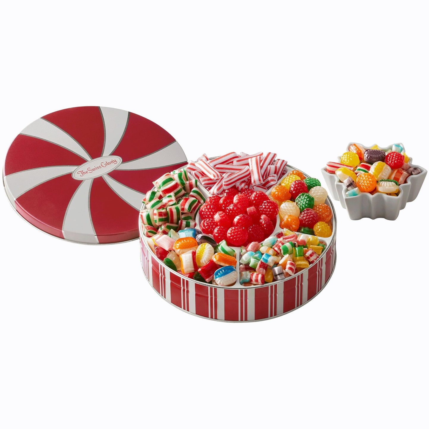 The Swiss Colony Traditional Candy Tin - 1 lb. 14 oz. Net Wt.: Old Fashioned Hard Candy Mix, Raspberry Drops, Pillows - Perfect